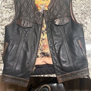 Men's Quilted Black Leather Vest